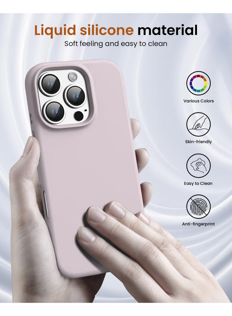 Compatible with iPhone 16 Pro Max Case 6.9 Inch Slim Liquid Silicone 4 Layers Soft Gel Rubber Shockproof Protective Phone Case with Anti Scratch Microfiber Lining (pink sand) - Image 5